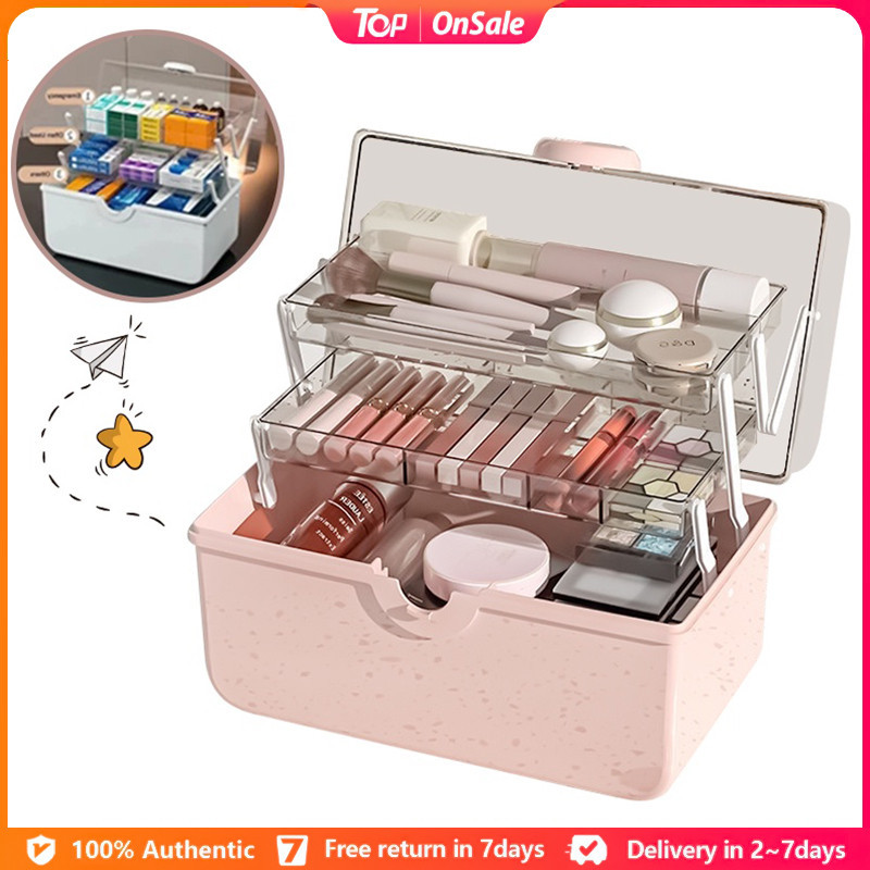 3 Layer Large Capacity Cosmetic Storage Box Desktop Multifunctial Diy ...