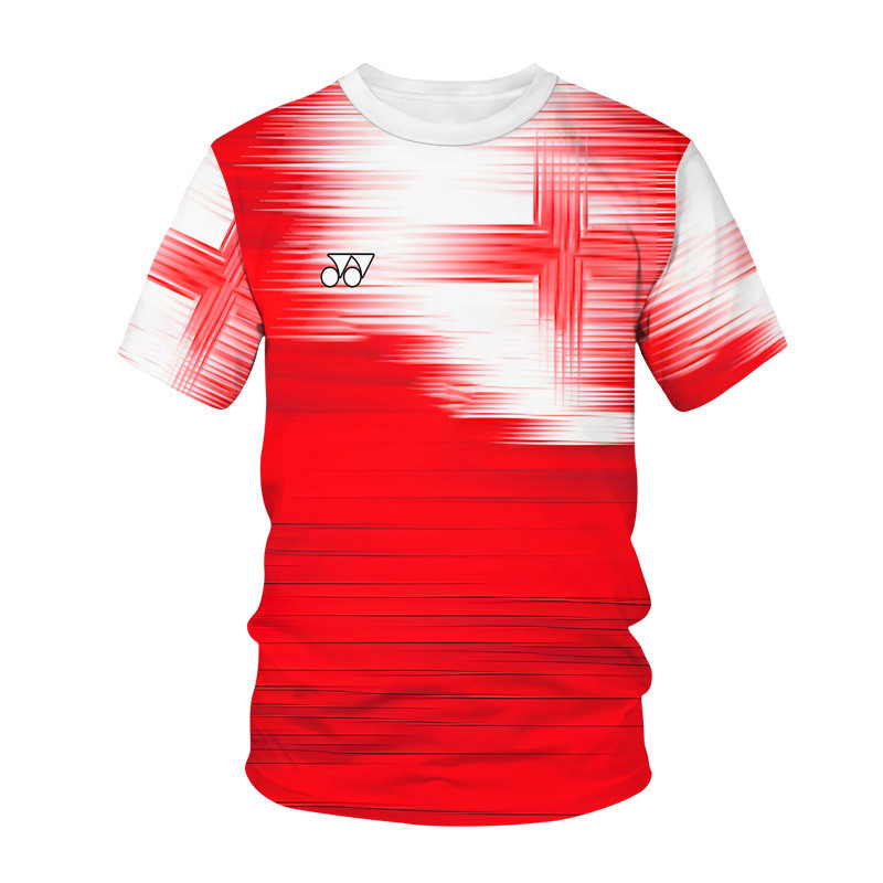 White and red color family style long and short sleeve T-shirt