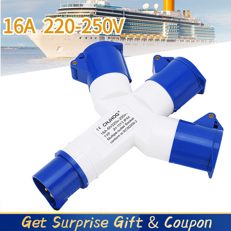 Industrial Plug Socket 1 in 3 Out Core IP44 Waterproof Multifunctional ...