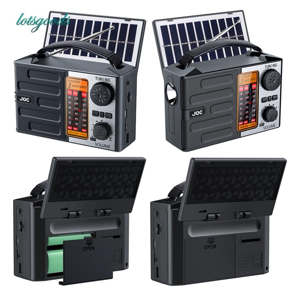 Portable Solar AM FM SW Radio with LED Flashlight & BT Speaker Full ...