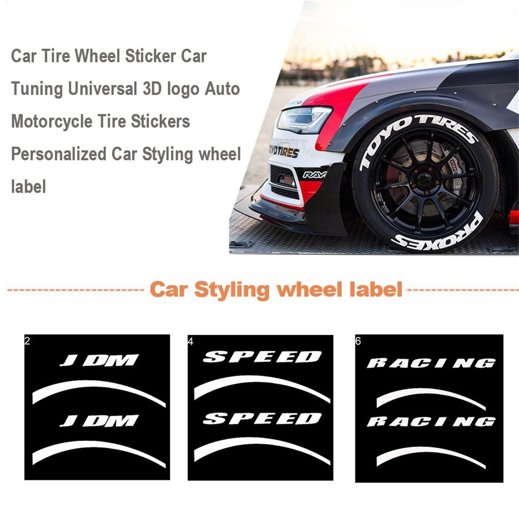 1 Set TOYO TIRES PROXES 3D Car Tire Letter Stickers PVC Tire Tuning ...