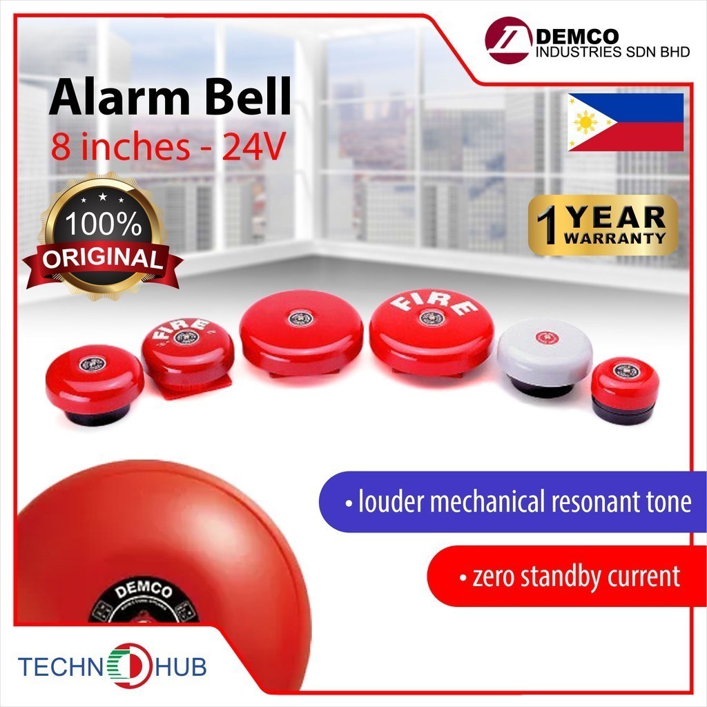 Demco D132 Fire Alarm Bell 6"/8" 12V and 24V with (D128) Manual