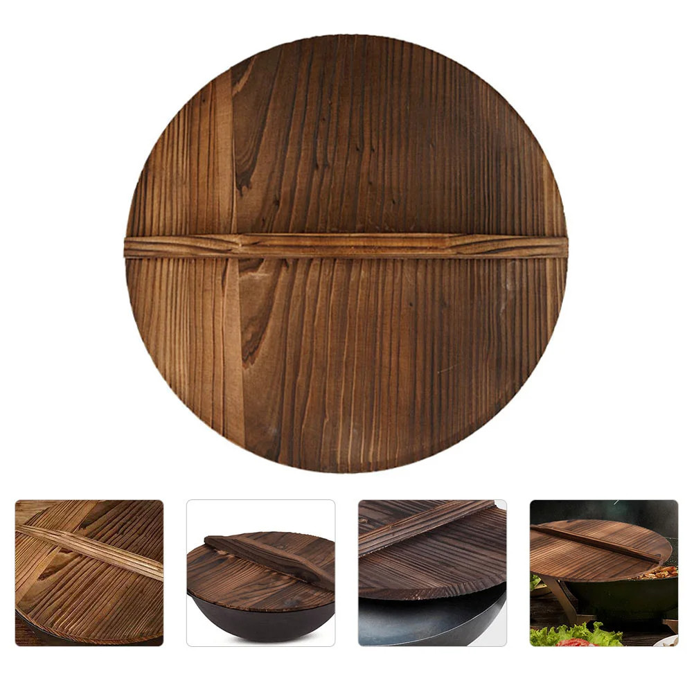 30/40cm Wooden Wok Cover Hand Crafted Wooden Pot Cover Chinese Fir ...
