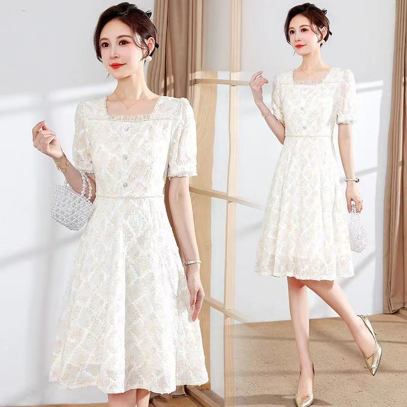 Hawlife Korean White Puff Sleeve Elegant Civil Wedding Prom Cocktal ...