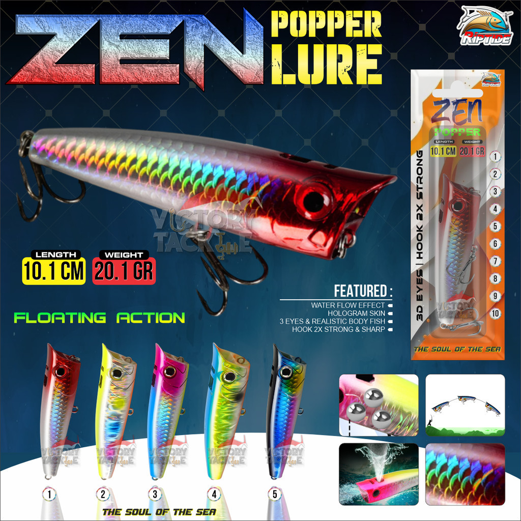 Popper Riptide ZEN FLOATING BAIT 10.1 CM 20.1 GRAM POPPING | Shopee ...