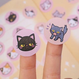 500Pcs/Roll Cartoon Cat Round Sealing Sticker - Handmate DIY Material ...