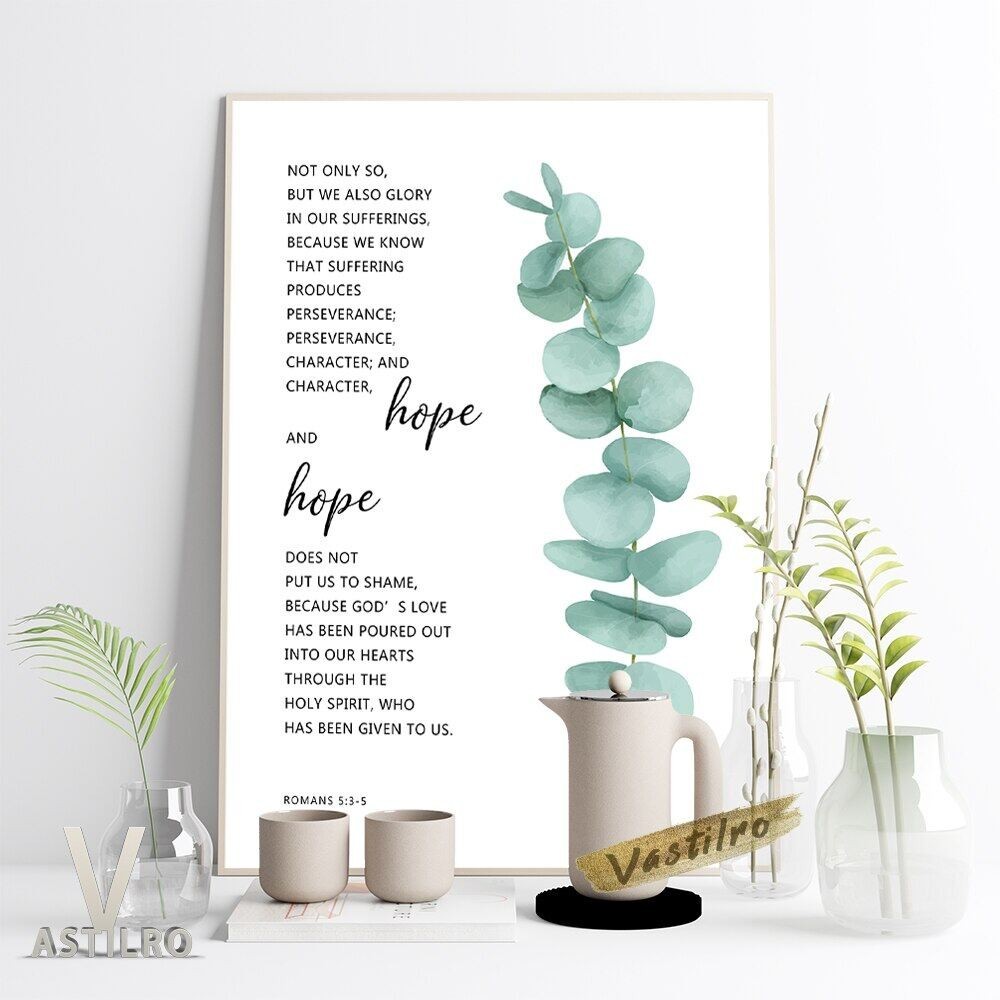 Romans Perseverance Hope Bible Verse Wall Art Poster Printable ...
