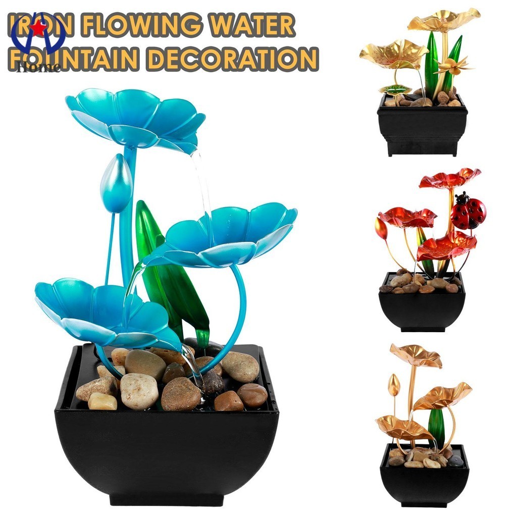 Tabletop Fountain USB Powered Small Lotus Waterfall with Rocks ...