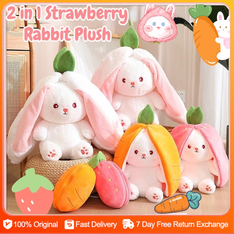 Disney Plushies 18cm 2 in 1 Strawberry/Carrot Rabbit Plushies Cute ...