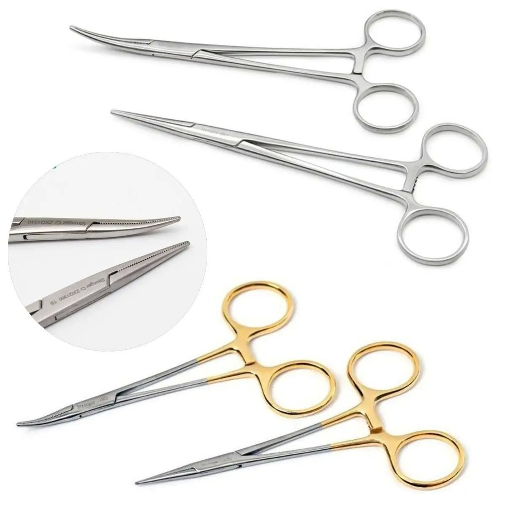 Hemostat Halsted-Mosquito Forceps, Curved Straight 1x2 Teeth Stainless ...