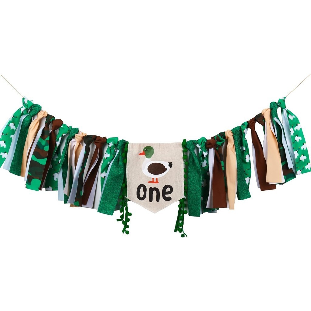 JOLLYBOOM Duck Hunting First Birthday Decoration Duck High Chair Banner Mallard 1 Year Old High
