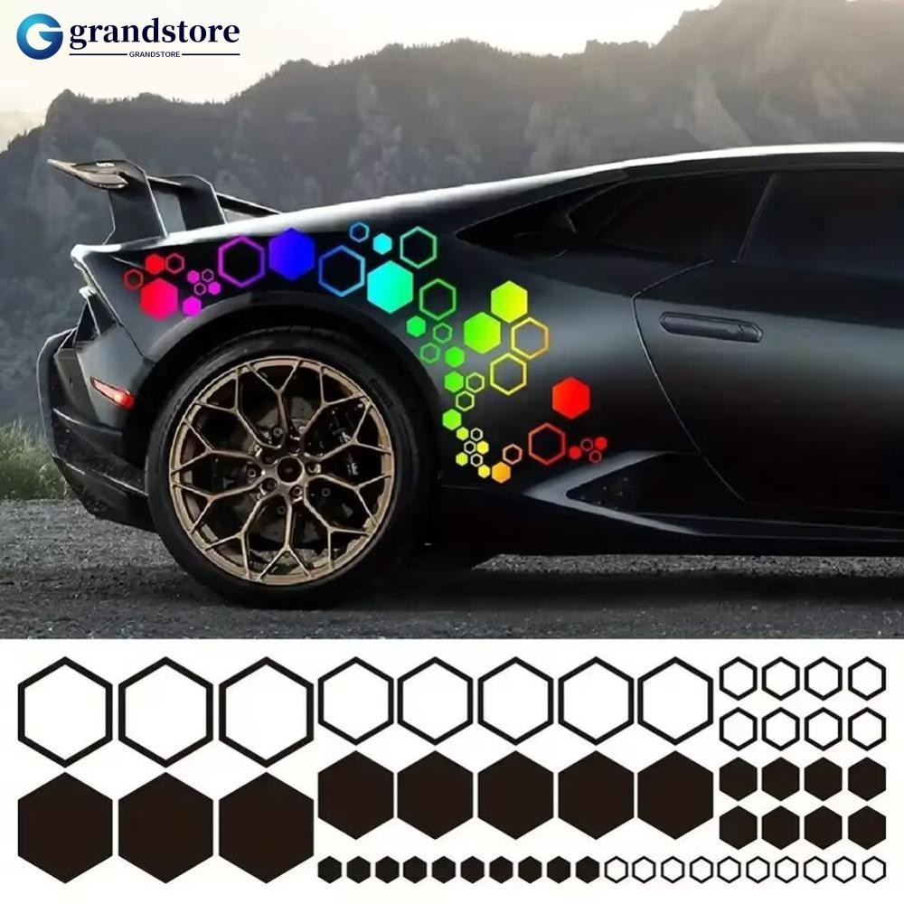 GRANDSTORE 52Pcs/Set Car Body Honeycomb Auto Vinyl Decals Large Small ...