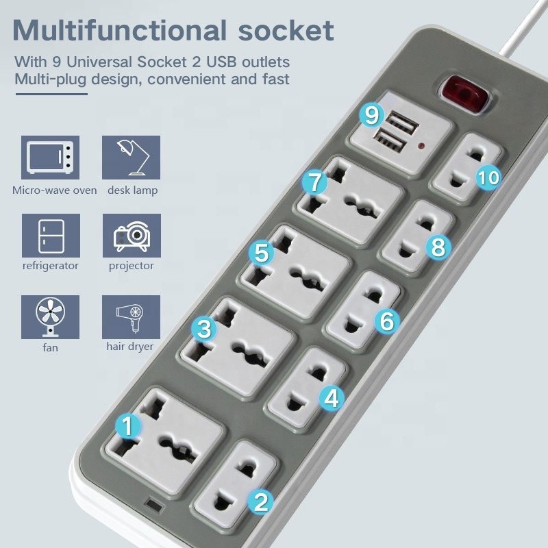 HM-1.5m Multi-Switch Socket With Extension Cord With USB Port High ...