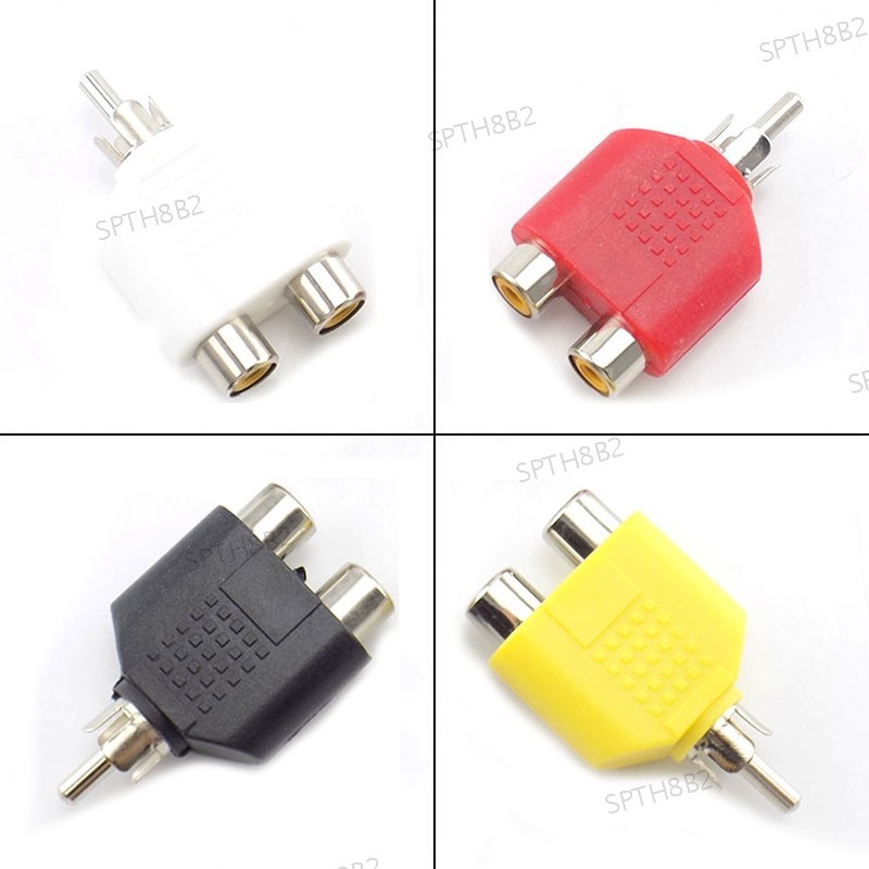 RCA Y Splitter AV Audio Video Plug Converter 1 Male to 2 Female Adapter ...