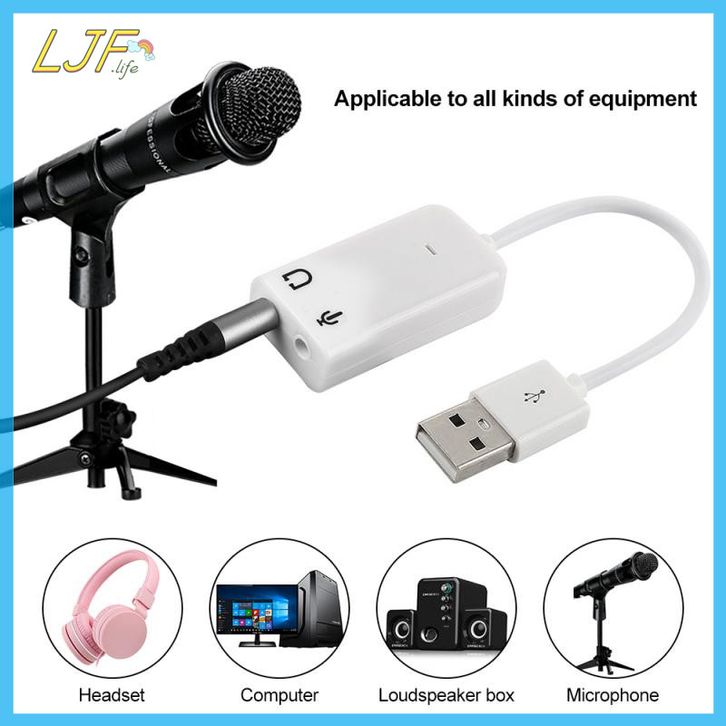 LJF USB 2.0 To Jack External USB Sound Card 3D Audio Headset Microphone ...