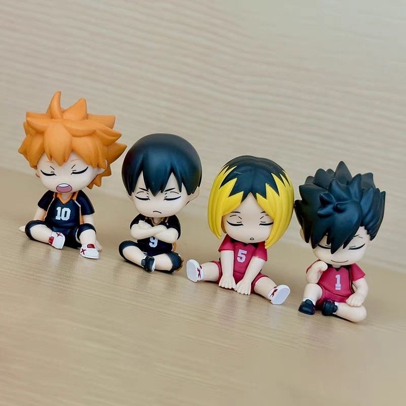 model Haikyuu!! (Sleeping Ver.) 6cm mini figure 4pcs/set Shoyo Hinata ...