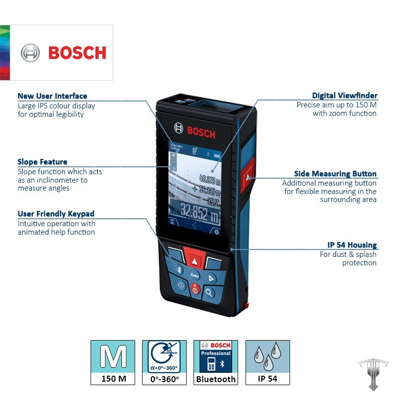 ♞Bosch GLM 150 C Professional 150M Laser Rangefinder with Digital ...