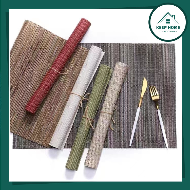 KHOME.PH Nordic Style PVC Place Mat Non-slip Heat Insulation Pad Bamboo ...