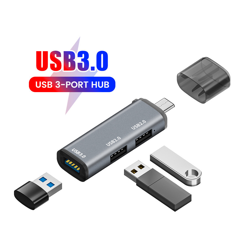 USB 3.0/Type-c HUB Adapter Extender Mini Splitter Box 3 Port High Speed ...