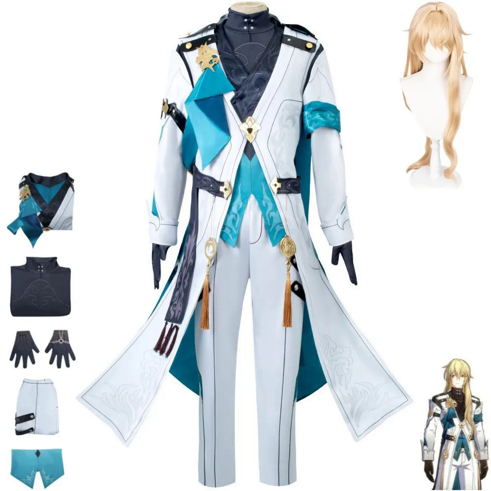 Game Honkai Star Rail Luocha Cosplay Costume Yellow Wig Men Women Coat Pants