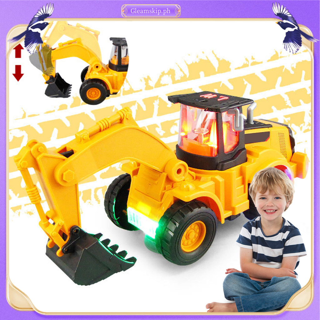 GLE- Electric Excavator Toy with Music LED Lights Movable Digging Arm ...