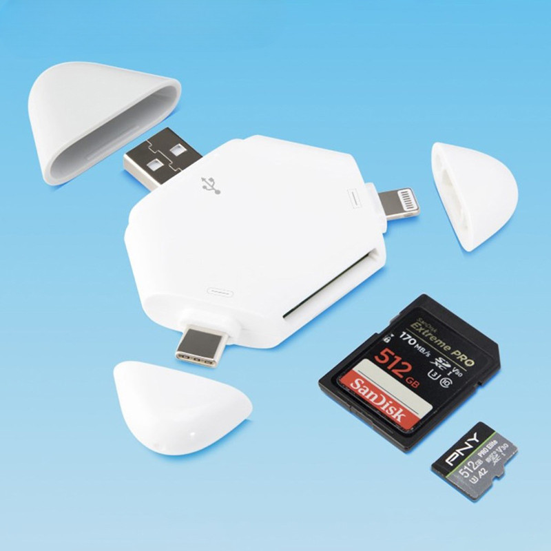 NEW 3-in-1 Triangle With Magnet Card Reader USB-C USB Lightning Port ...