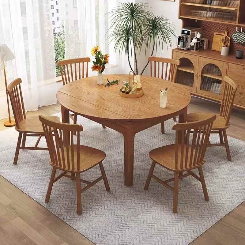 Nordic Ash Wood Dining Table and Chair Set Modern Simple Home Foldable ...