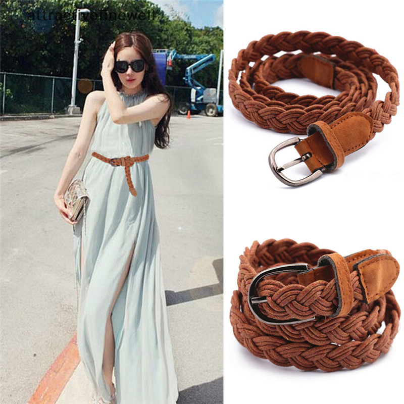 Attractivefinewell Women Fashion Elastic Cinch Belt Wide Stretch Waist Band Hemp Rope Braid 8026