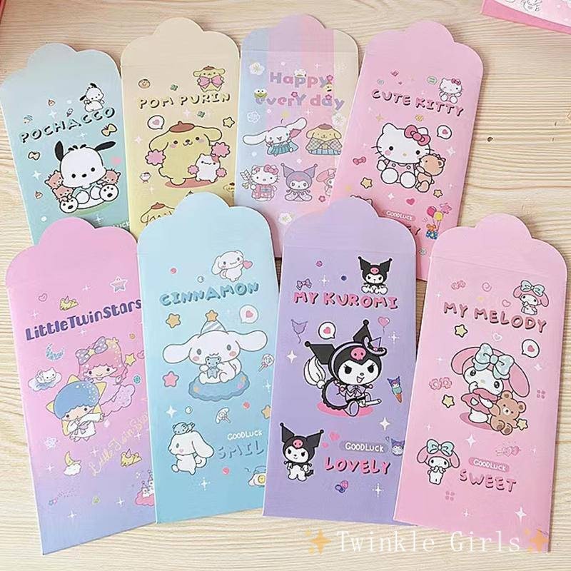 4Pcs/Set 2024 Sanrio Red Envelopes Kuromi Cinnamoroll Hello Kitty Money ...