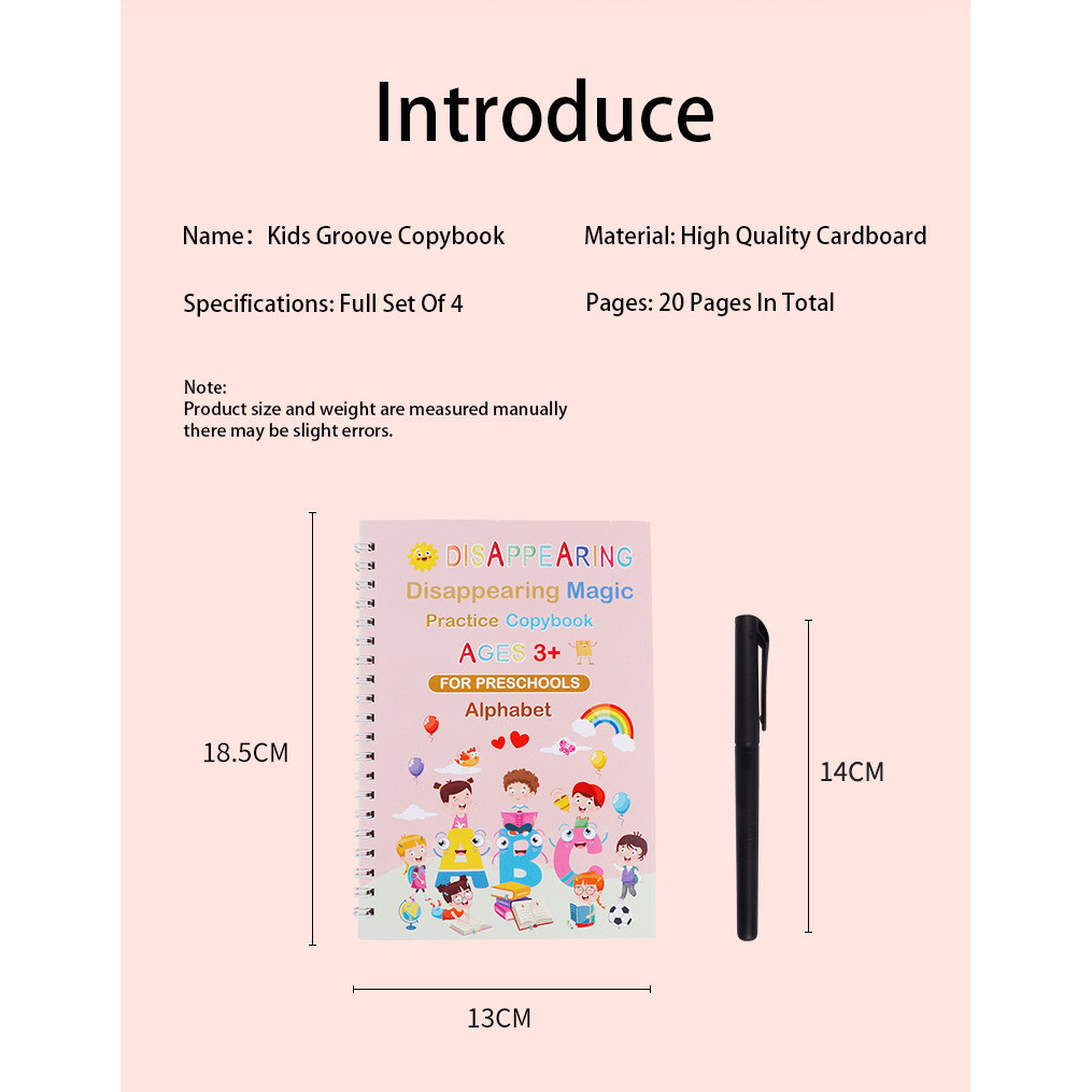 Kids 4+1 Tracing Practice Reusable Magic Notebook Automatic Fading Ink ...