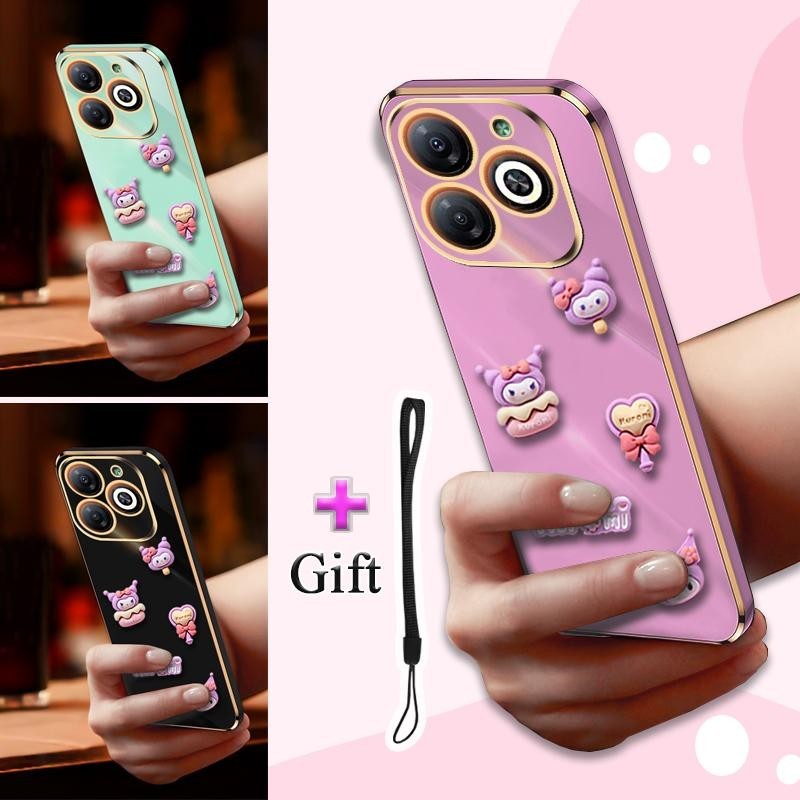 For Tecno Spark GO 2024 BG6 Phone Case Electroplated Gold edge Soft ...