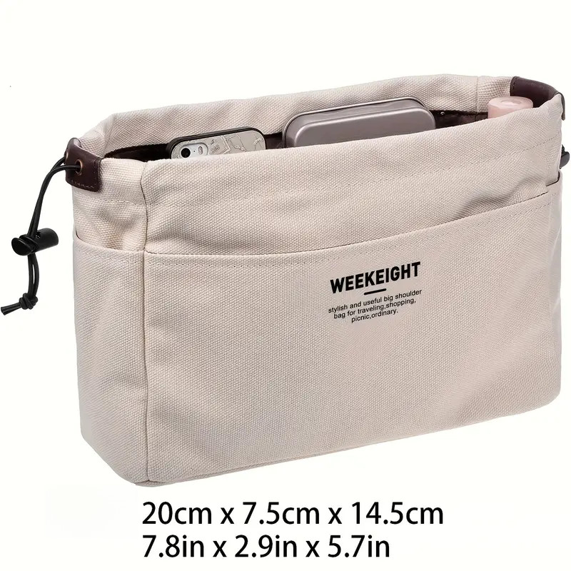 Canvas Drawstring Pouch Casual Storage Organizer for Tote & Shoulder ...