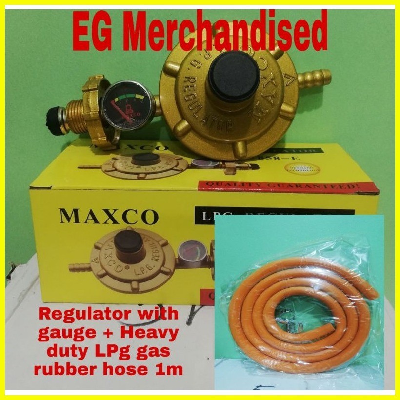 【hot sale】 MAXCO LPG REGULATOR WITH GAUGE AND 1 METER HEAVY DUTY RUBBER ...