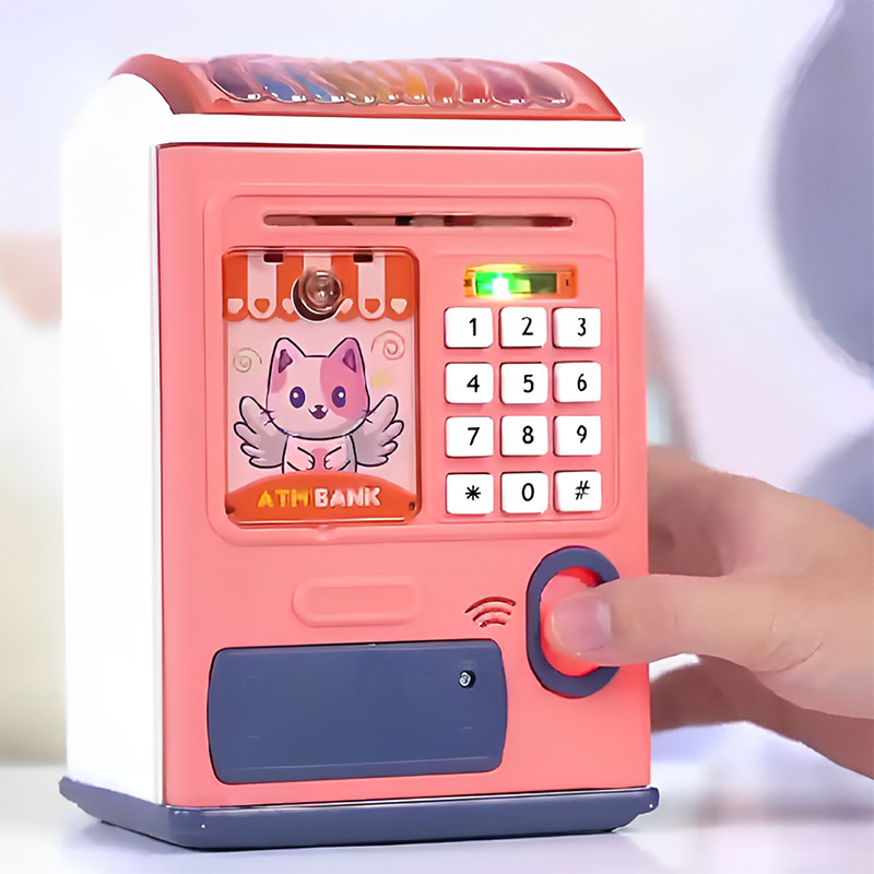 Children's Safe Mini Auto-rolling Money Password ATM piggy Bank ...
