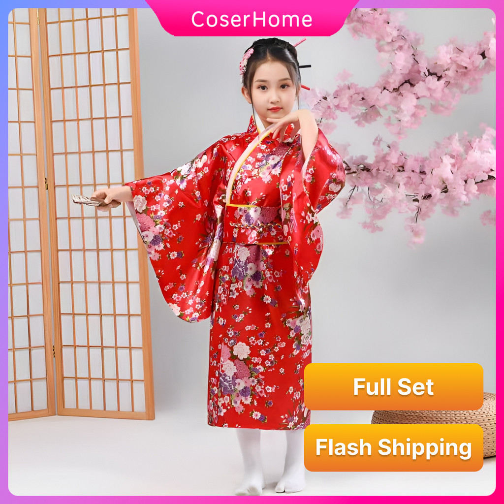 Japanese Traditional Dress Kimono for Kids Girls Cosplay Costume Full Set  Outfits United Nation