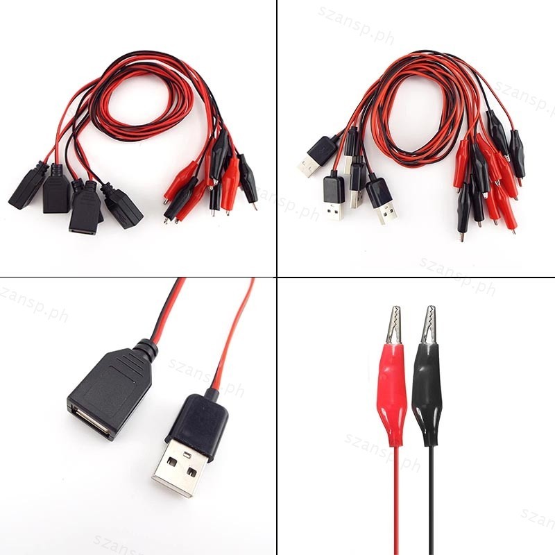 thumbnail image 2 of Mua Alligator Test Clips Clamp To USB Male + Female Power Supply Adapter Wire 2 of 11