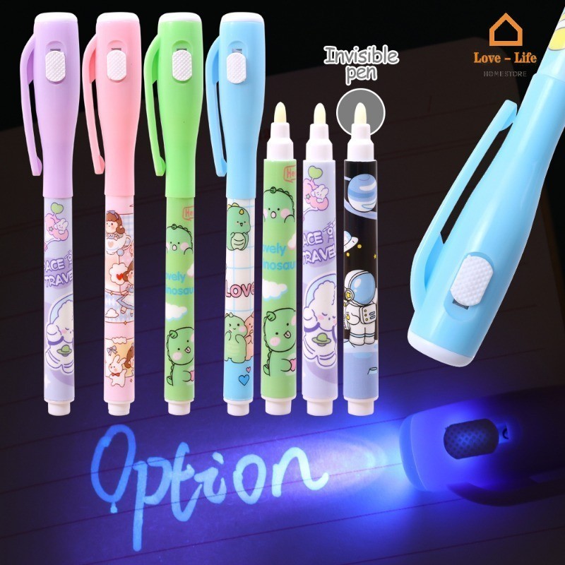 2 In 1 UV Light Invisible Magic Pen Funny Secret Message Fluorescent ...