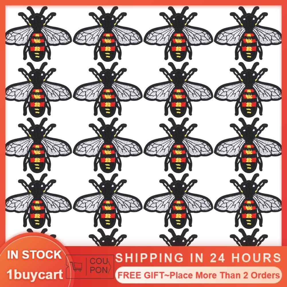 1buycart Embroidery Cloth Stickers 20Pcs White Wing Bee Insect Backpack ...
