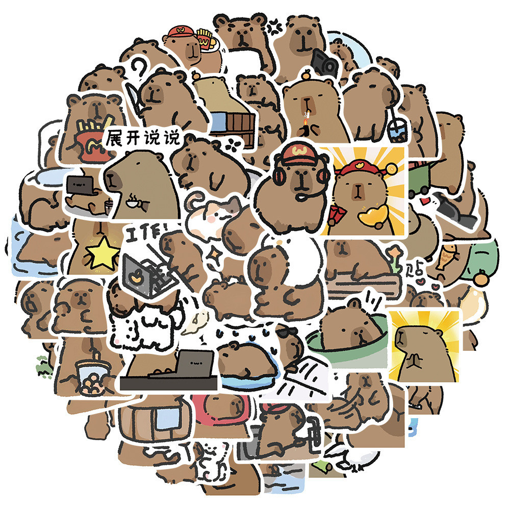 62PCS Cartoon Cute Little Capybara Pufferfish Graffiti Stickers for ...