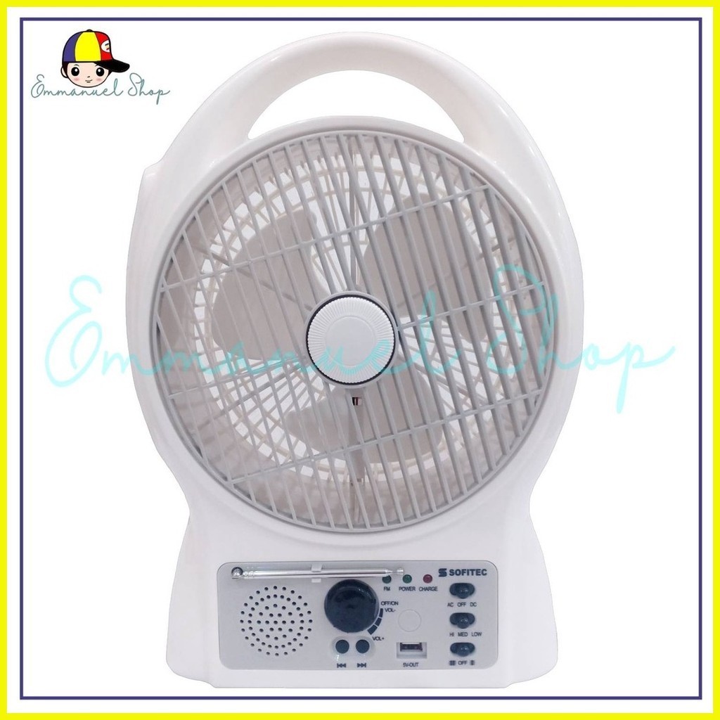 ♞4in1 Rechargeable Desk Fan FM Portable Radio LED Light Portable Fan ...