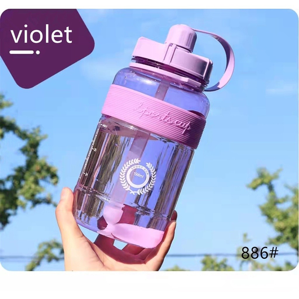 ۩ 750ml/1000ml/1500ml large capacity sports bottle plastic portable
