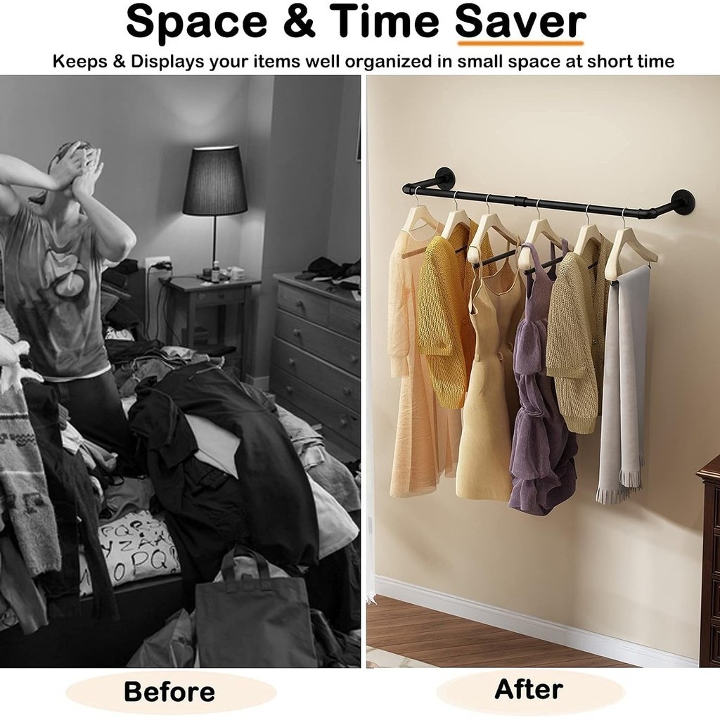 Wall Mounted Clothes Rack Metal Detachable Multi-Purpose Hanging ...
