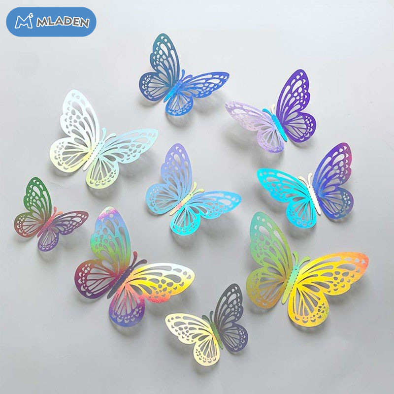 MLADEN 12pcs 3D Hollow Butterfly Wall Sticker DIY Home Wedding Party ...