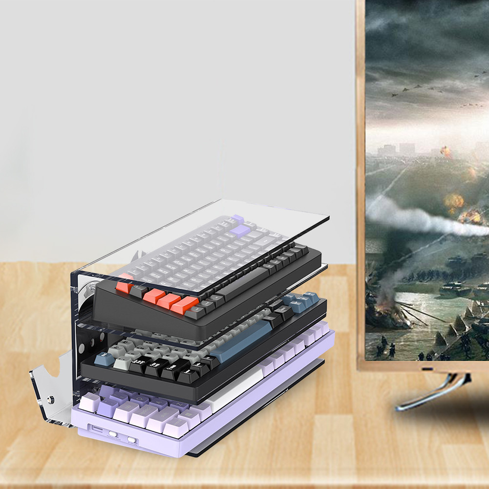 Acrylic Keyboard Mouse Storage Rack 3-Tier Keyboard Display Stand ...