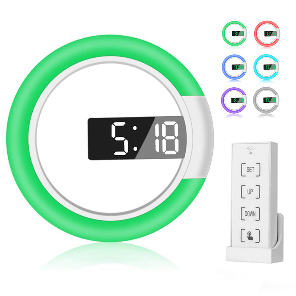LED Digital Wall Alarm Clock With Remote Control Colorful Night Light ...