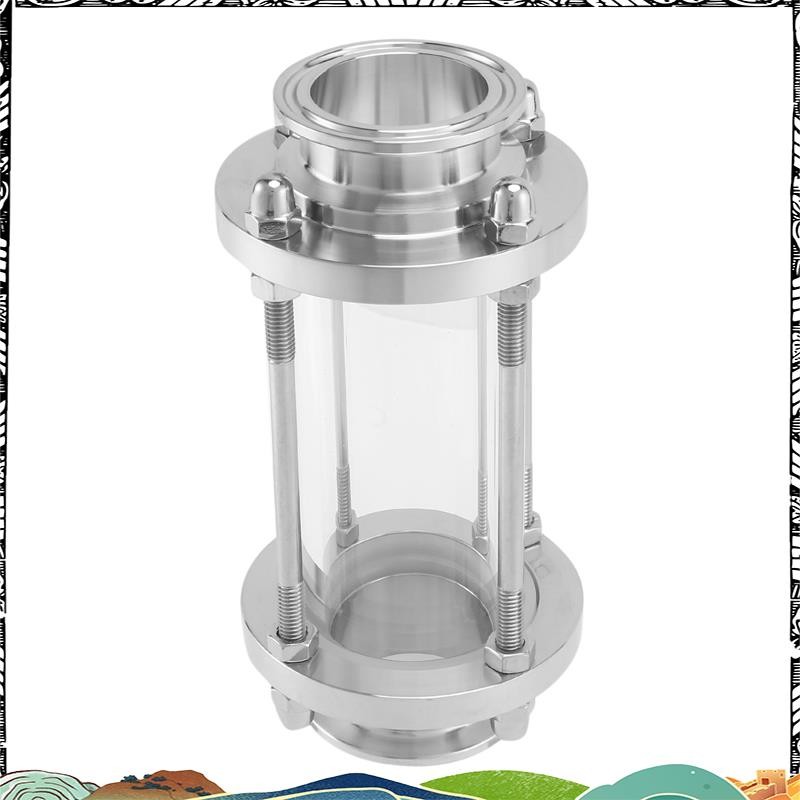 1.5-Inch Tri-Clamp In-Line Sight Glass Kit – 304 Stainless Steel With Silicone Gaskets, 120 PSI, 200°F, Includes 2 Glasses + 4 Clamps + 4 Gaskets