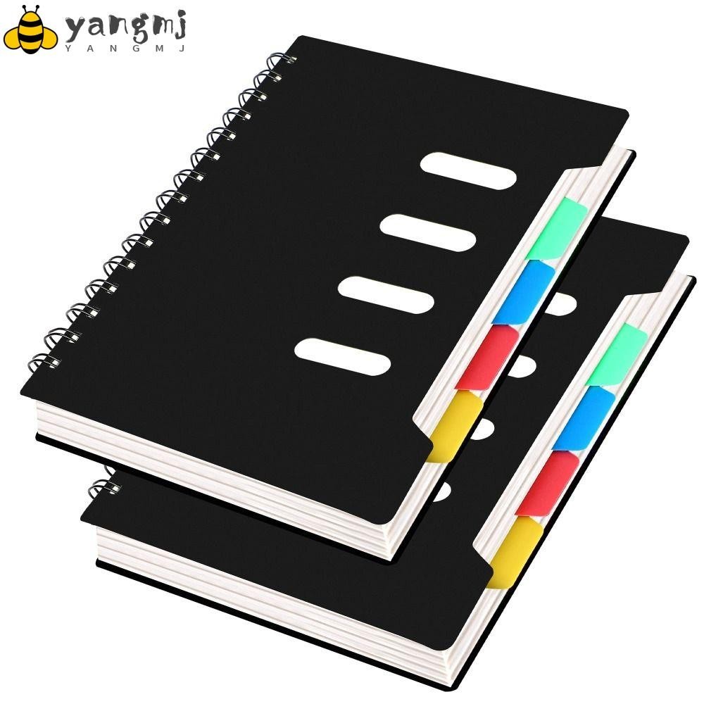 YANGMJ 2 Pack Spiral Notebook, Black 4 Subject Journal Notebooks, Work