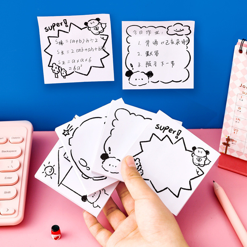 50 Sheets Cartoon Sticky Notes Portable Student Memo Pad Office ...