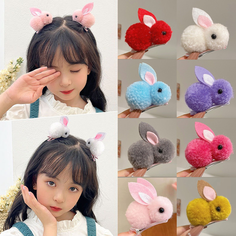 Three-dimensional Cute Plush Rabbit Children's Hair Clip Girl's Hair ...