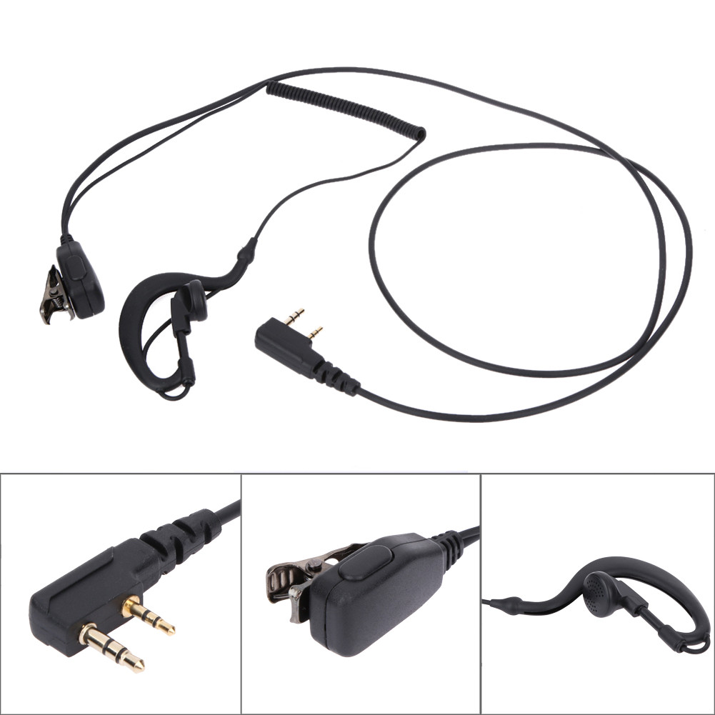 2 PIN Earpiece Headset PTT MIC Walkie Talkie Earbud for Baofeng UV5R ...